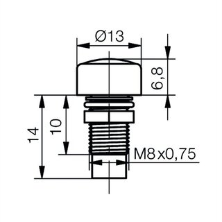 Verkabelte LED Metall Schraube wasserdicht IP67 - 5mm Amber 12000mcd - MS54