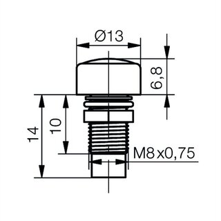 Verkabelte LED Metall Schraube wasserdicht IP67 - 5mm Rot 18000mcd - MS54