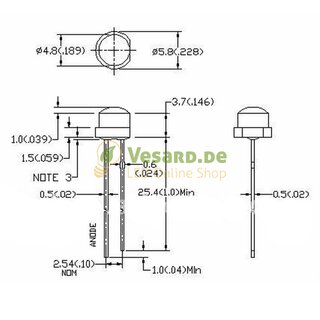 4,8mm Kurzkopf LED Rot 1000mcd - 120